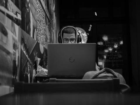Technician working on a laptop